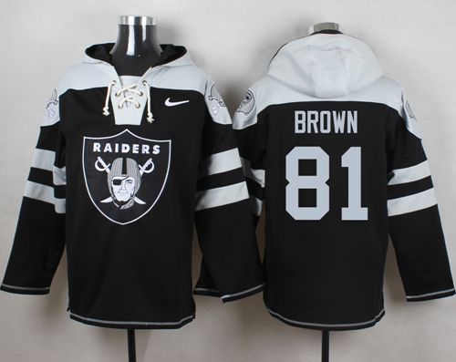 Nike Raiders #81 Tim Brown Black Player Pullover NFL Hoodie - Click Image to Close
